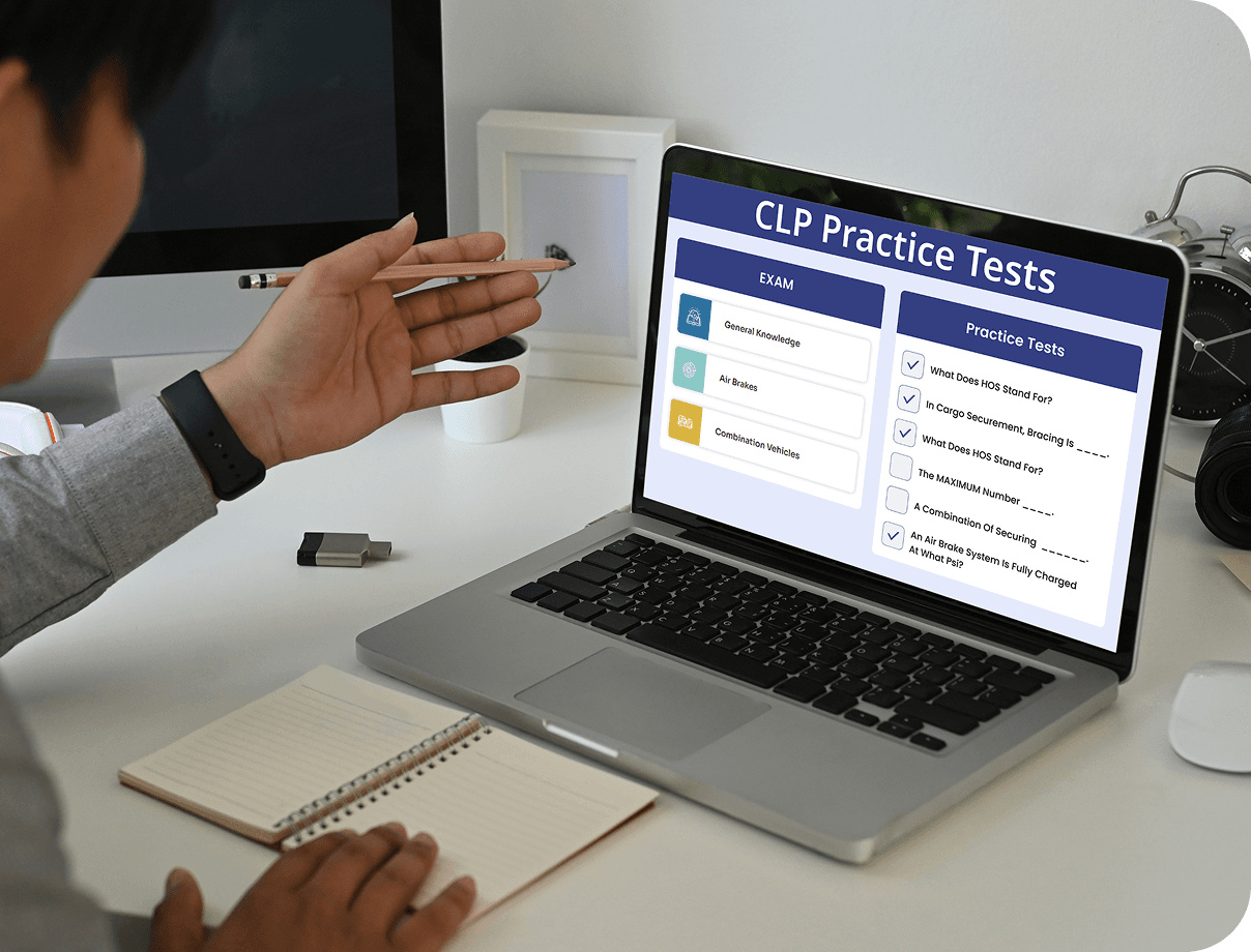 CDL practice test on mobile device
