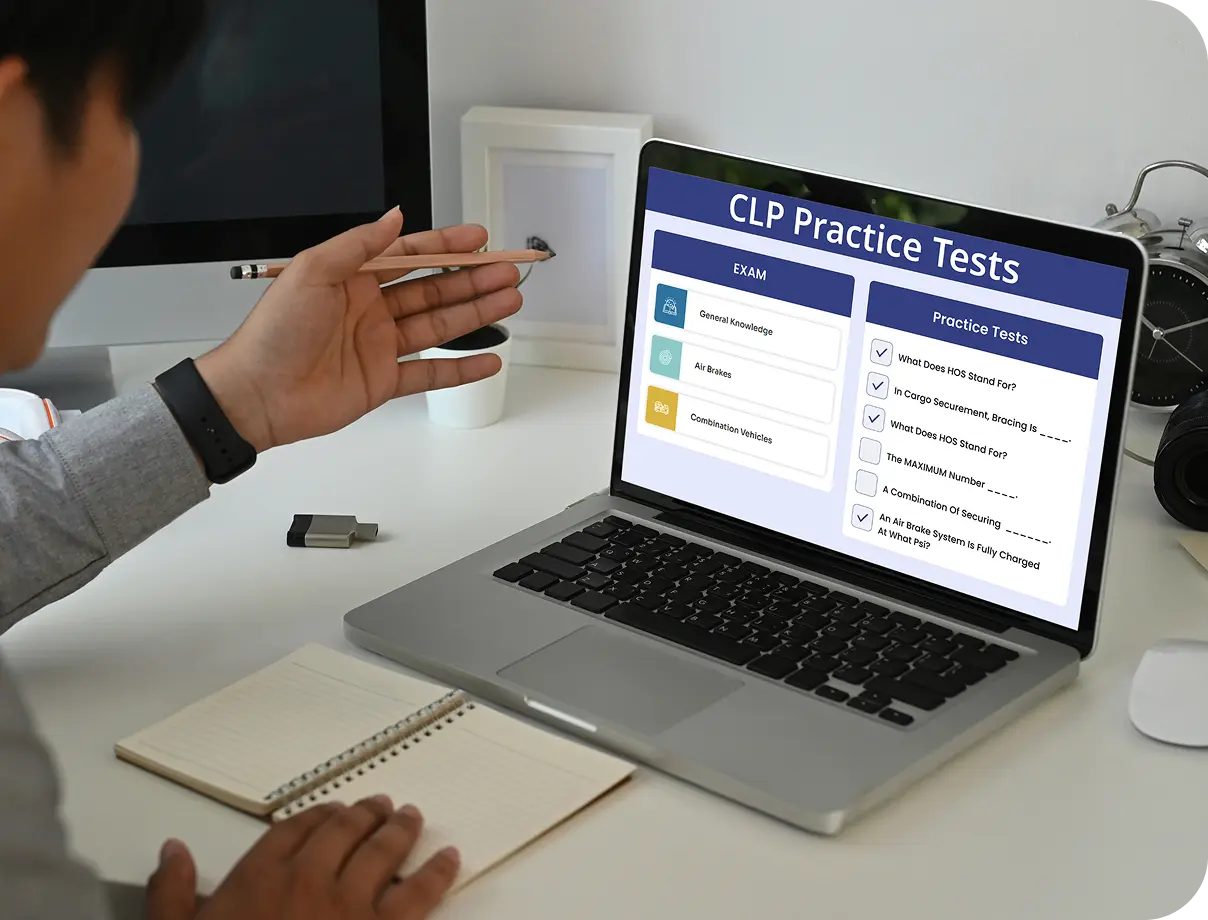 CDL practice test on mobile device